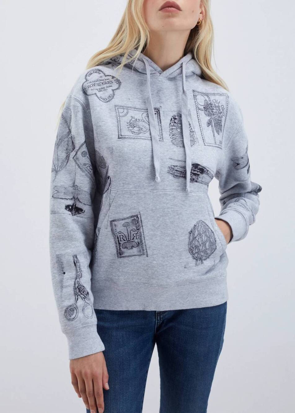 NEW ROY ROGER'S old glory hoodie in grey